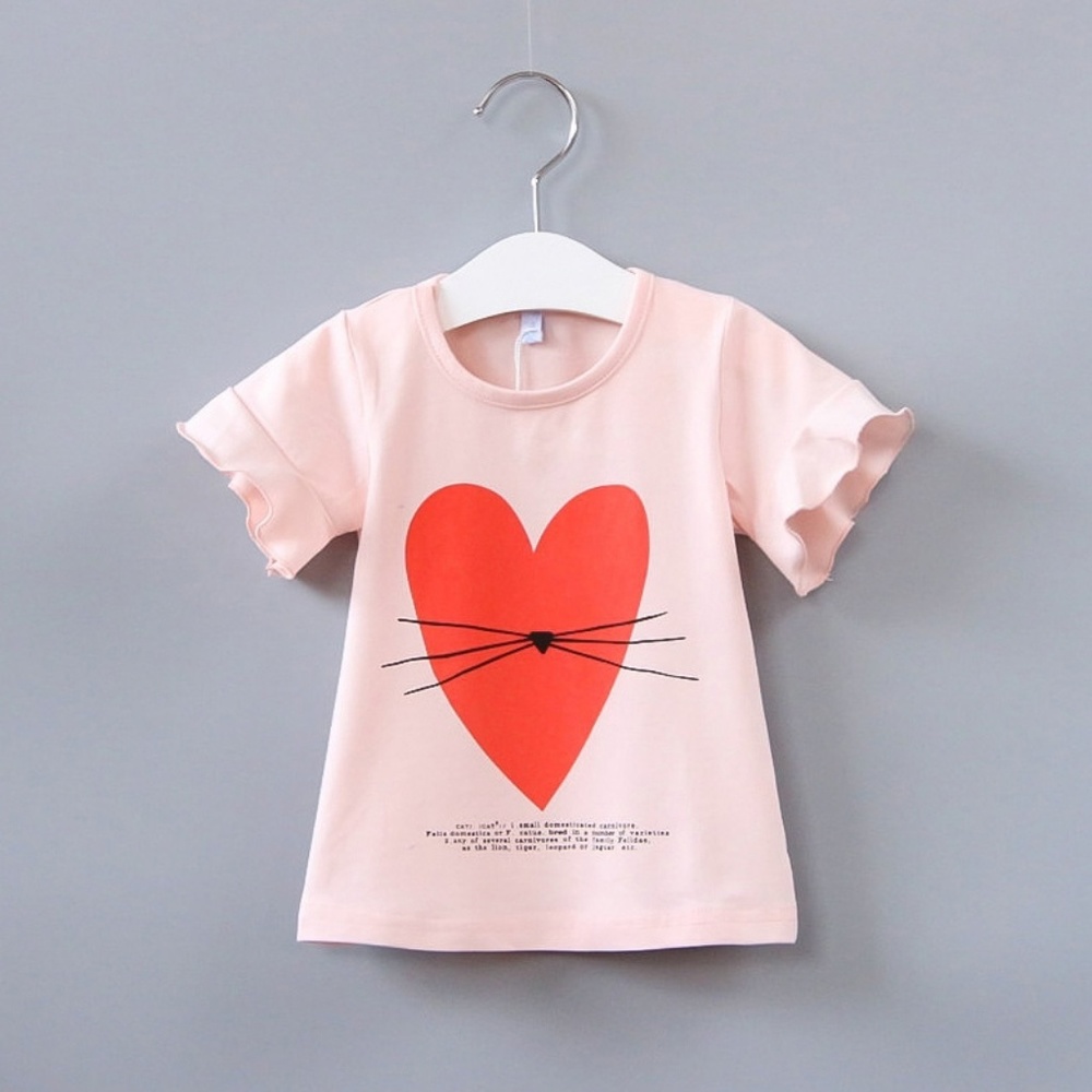 Little Girls Ruffle Short Sleeve Top Pink Tshirts